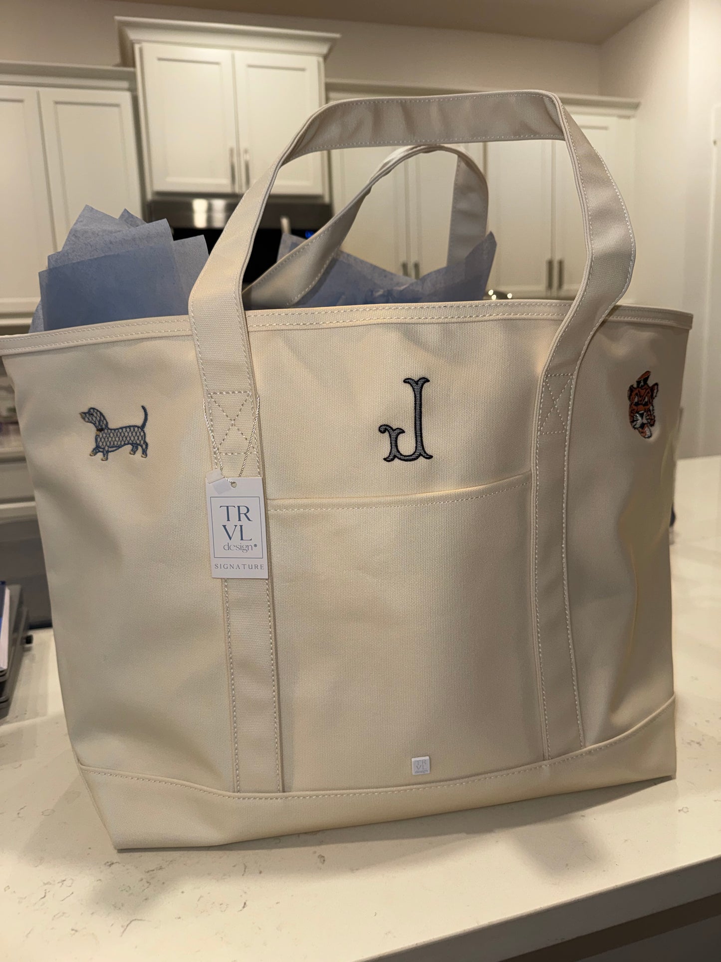 TRVL Coated Canvas Maxi Tote - Natural