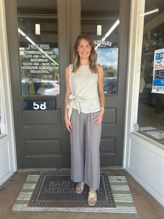 Straight Leg Linen Pants - 100% Italian Linen (Mole)