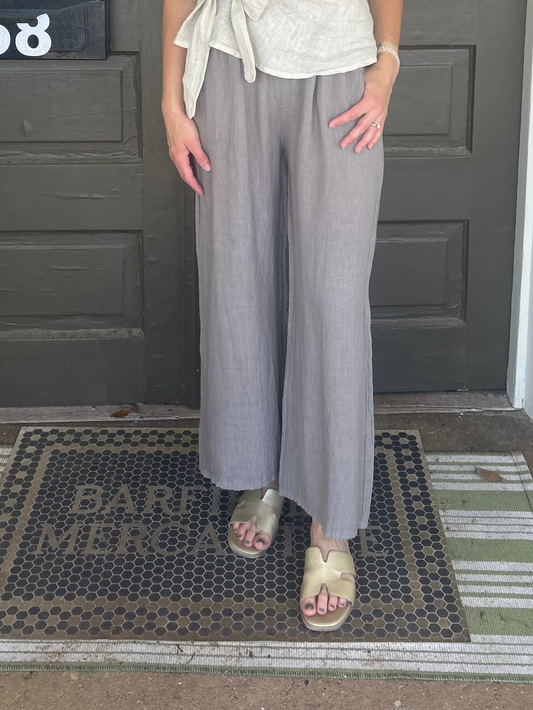 Straight Leg Linen Pants - 100% Italian Linen (Mole)