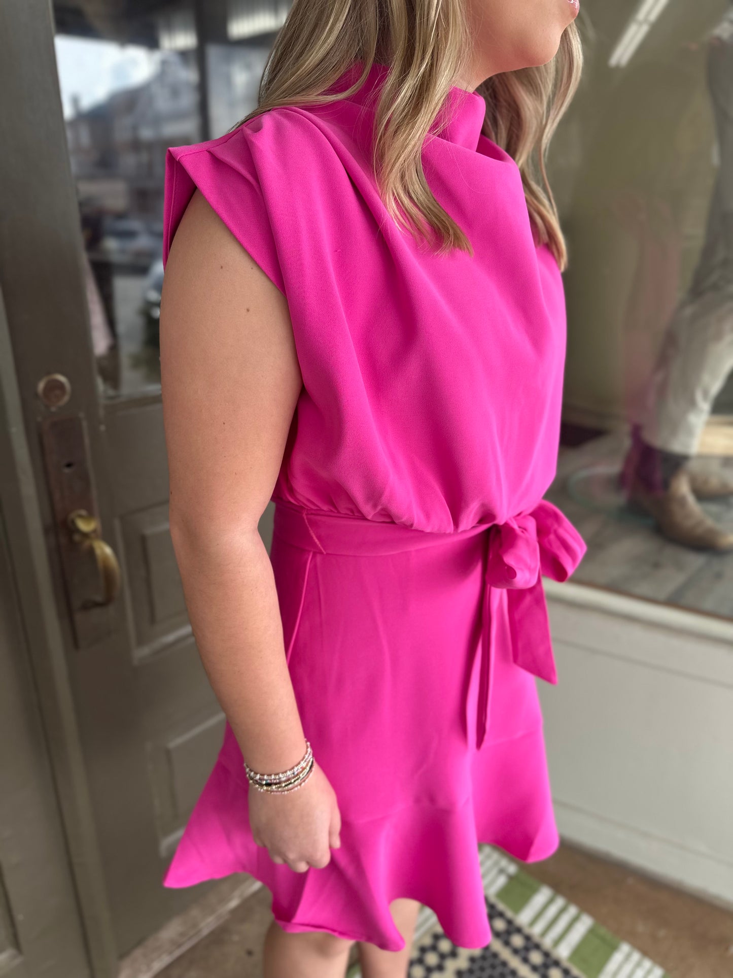 Pink Peony Tie-Waist Dress