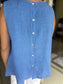 Sleeveless Button Back Linen Top - 100% Italian Linen (Heavenly)