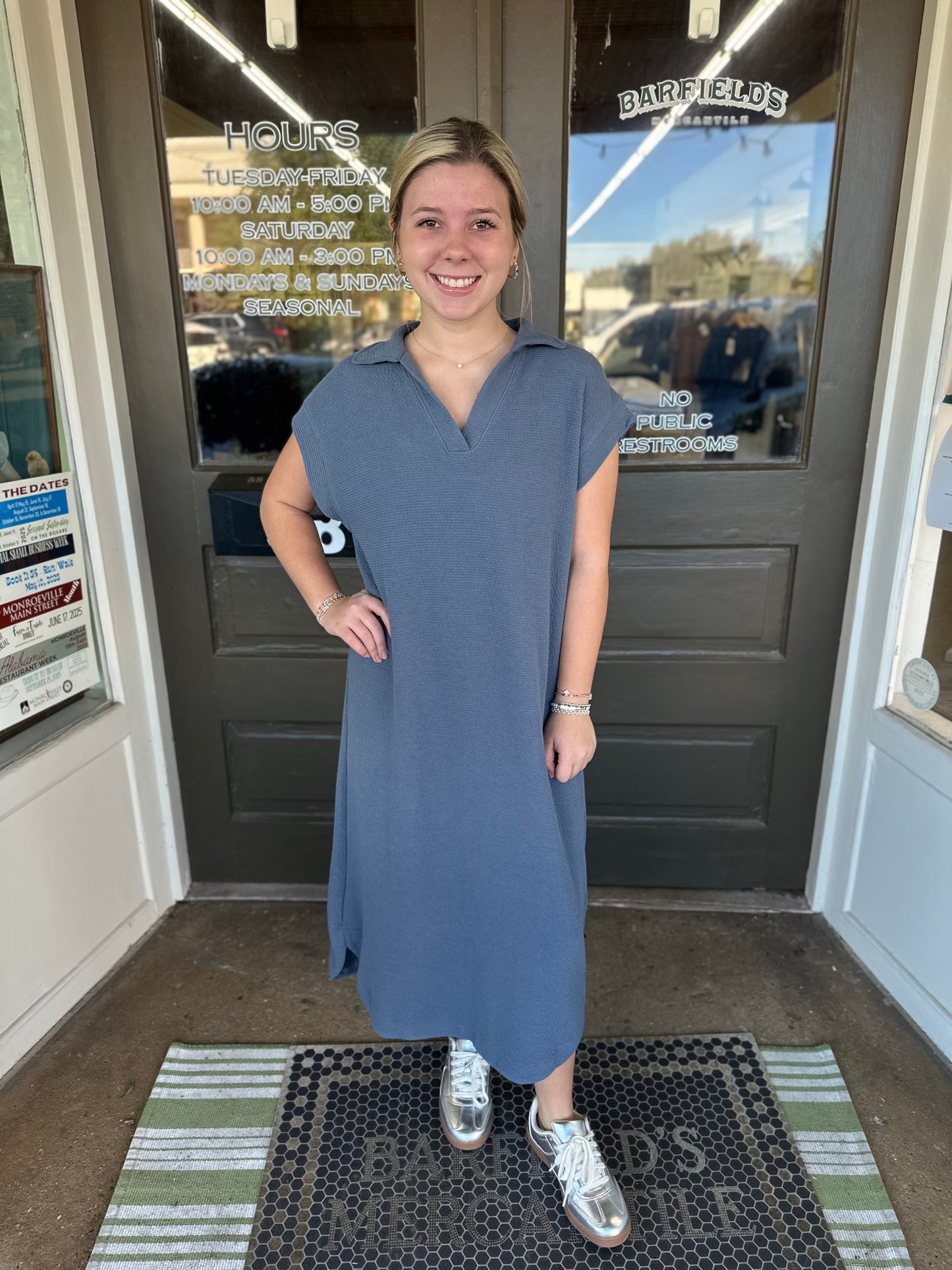 Cloud Knit Collared Midi in Denim