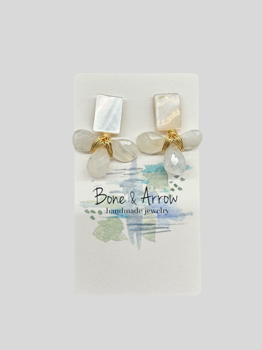 June - Moonstone Birthstone Studs