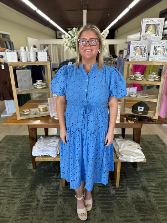 Caroline Eyelet Midi Dress