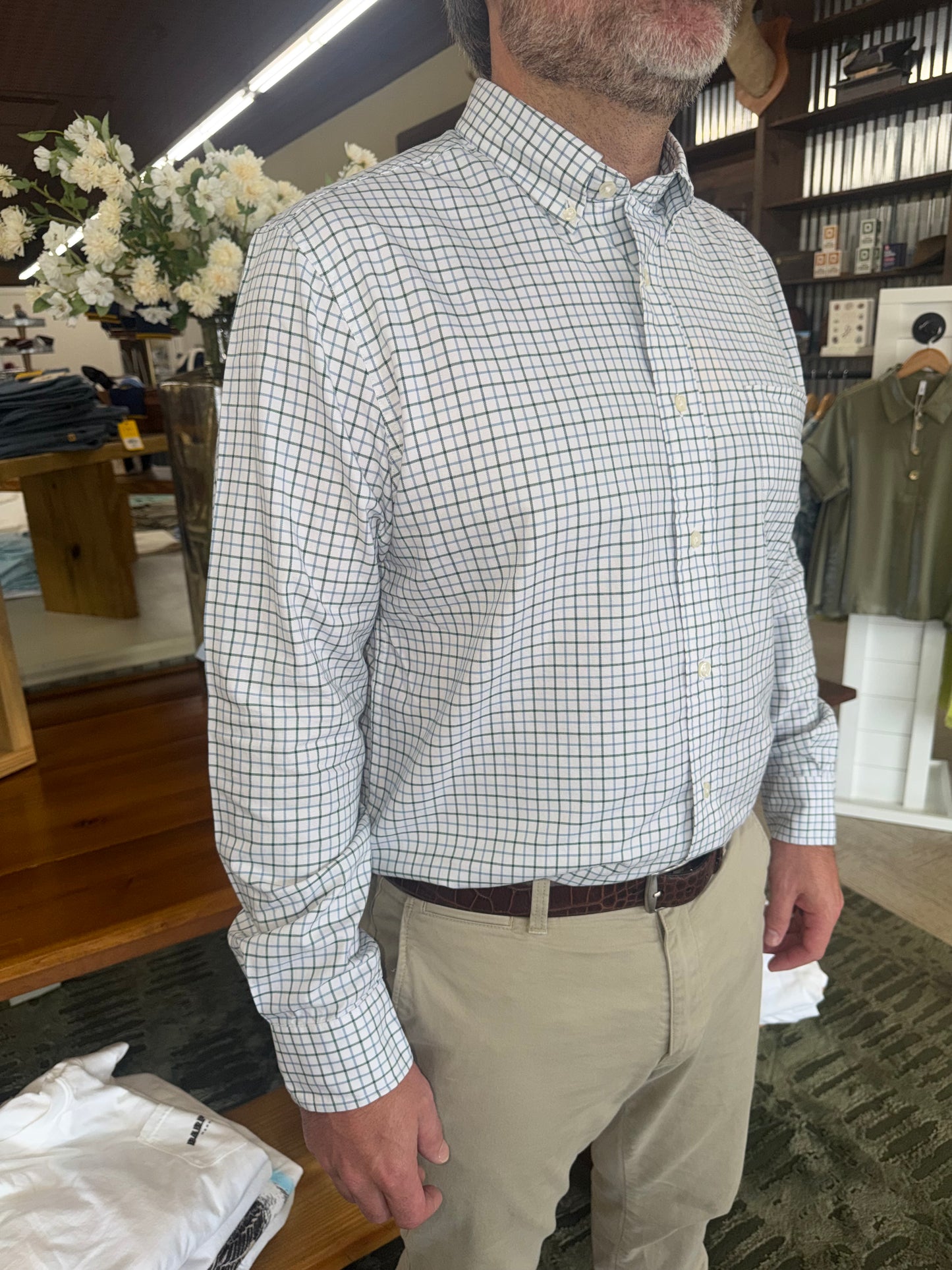 Duck Head Kline Plaid Cotton Oxford Sport Shirt in Hunter Green