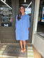 Linen Mini Shirt Dress - 100% Italian Linen (Blue)