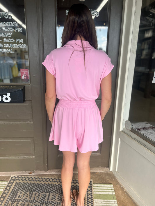 Easygoing Romper in Sugar Pink