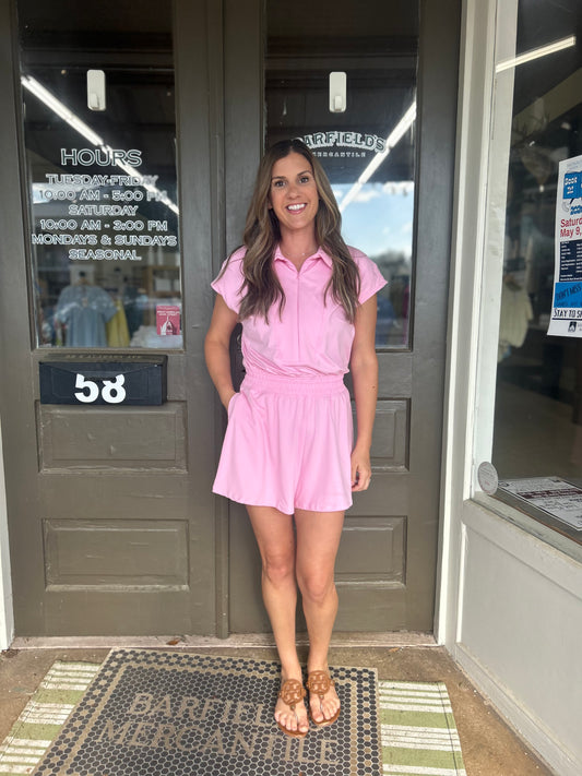 Easygoing Romper in Sugar Pink