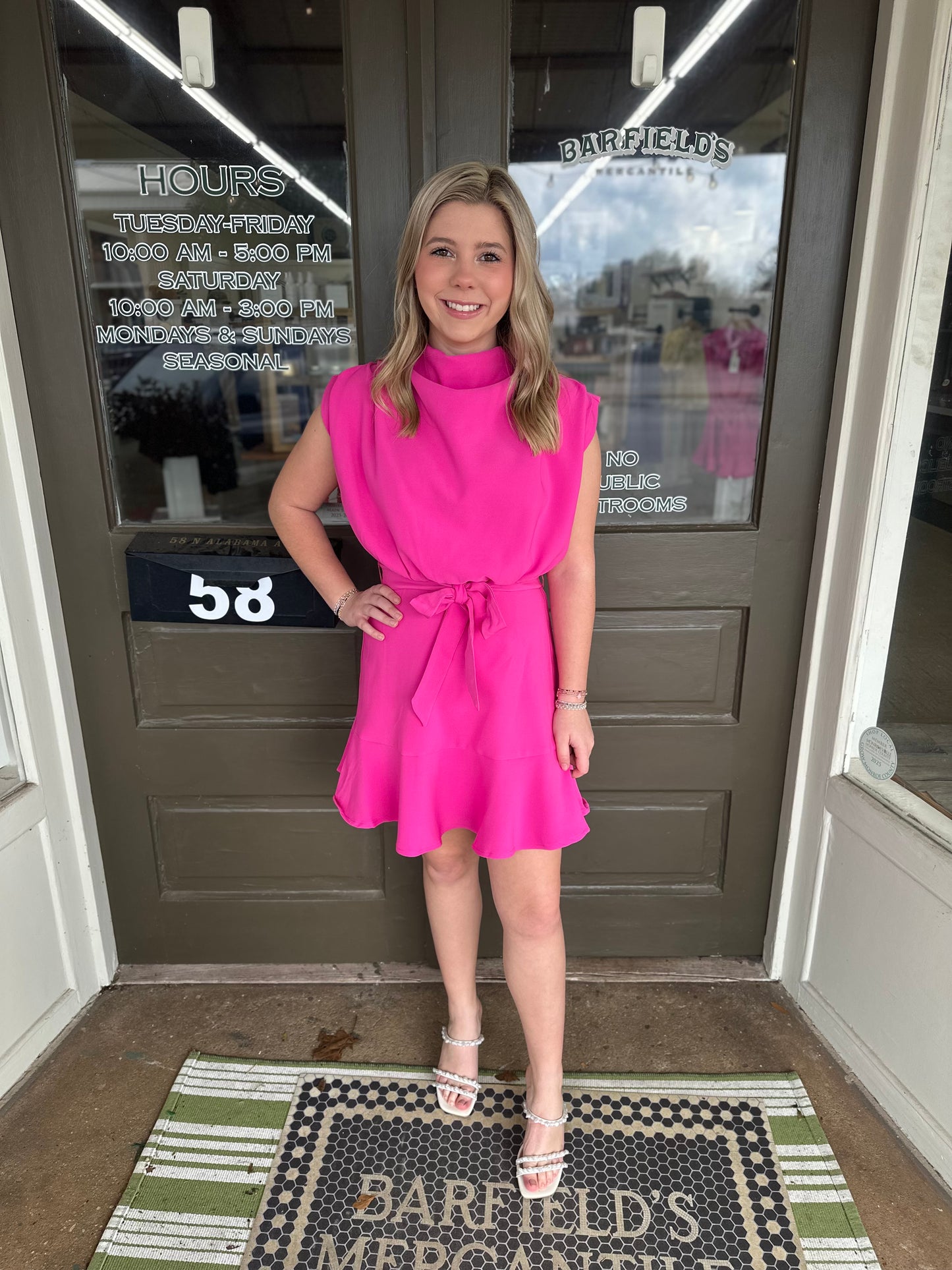 Pink Peony Tie-Waist Dress