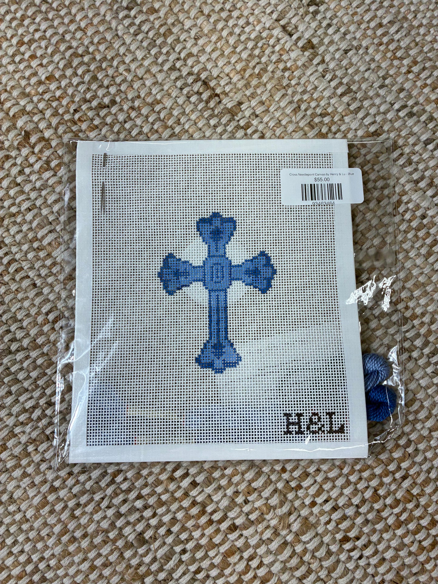 Cross Needlepoint Canvas by Henry & Lu - Blue