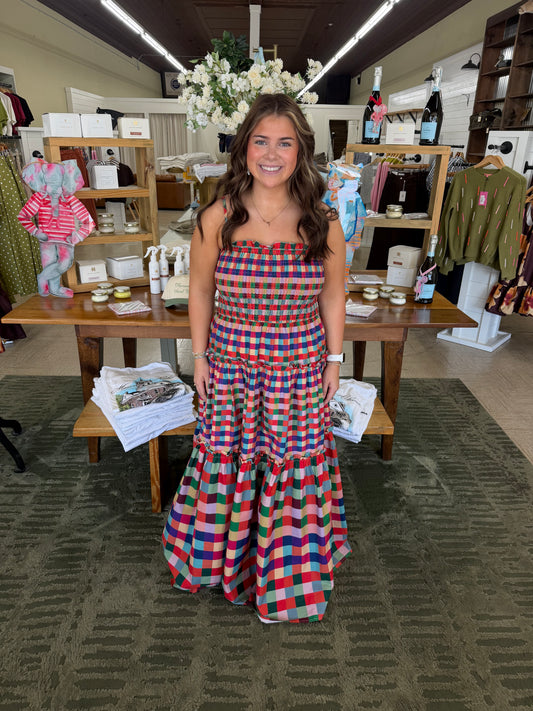 The Hadley Plaid Maxi Dress