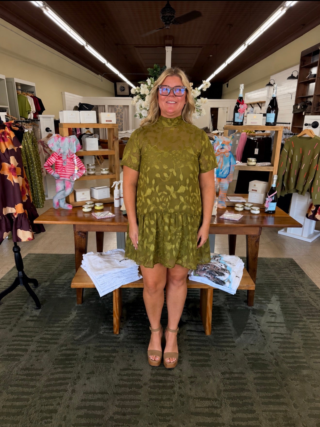 Olivia Jacquard Tie Neck Mini Dress