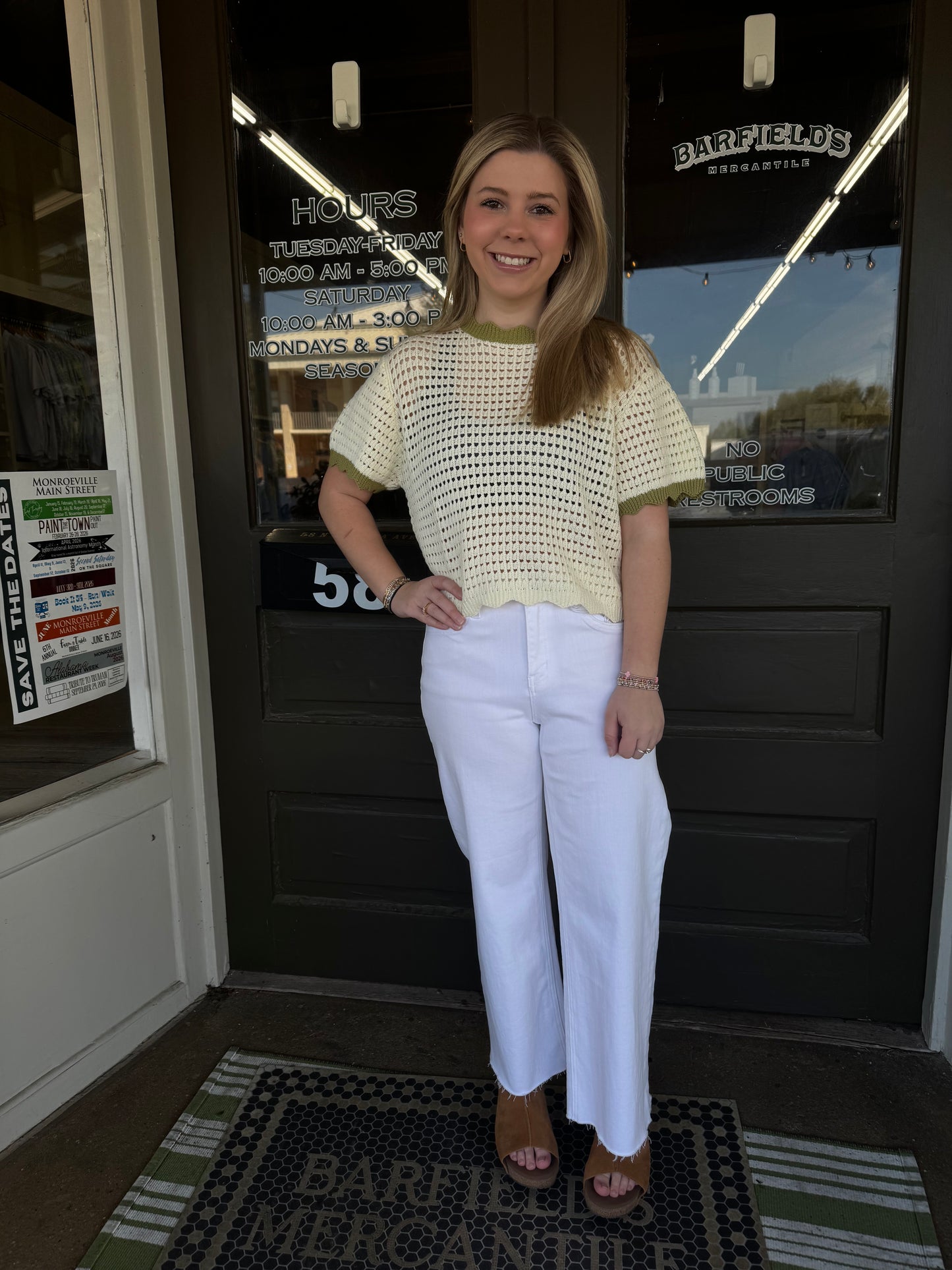 Sage Scallop Knit Top