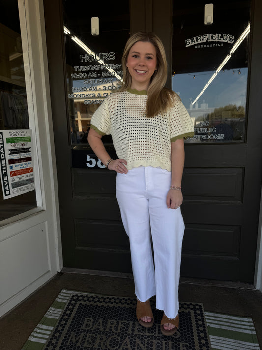 Sage Scallop Knit Top
