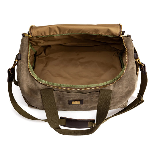 Waxed Canvas Overnighter bag in field brown