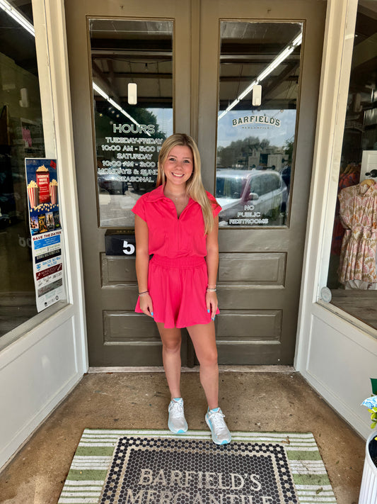 Easygoing Romper in Hot Pink