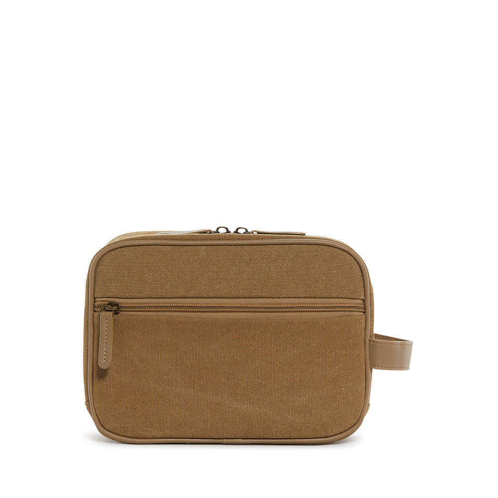 TRVL Men’s Dopp Toiletry Bag - Coated Canvas Hay