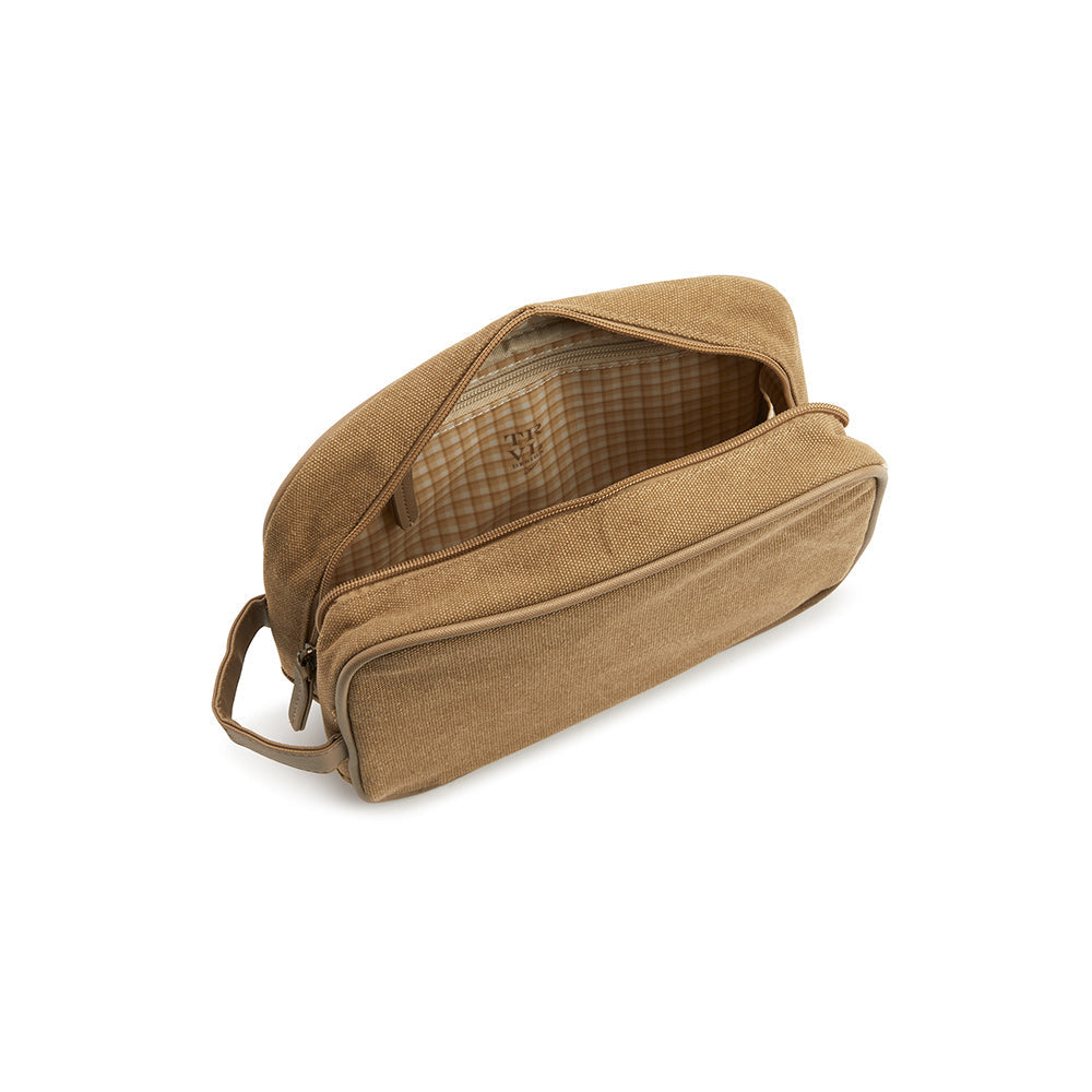 TRVL Men’s Dopp Toiletry Bag - Coated Canvas Hay