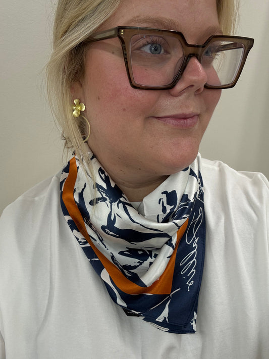 Dallis Foshee Scarf in Navy + Orange