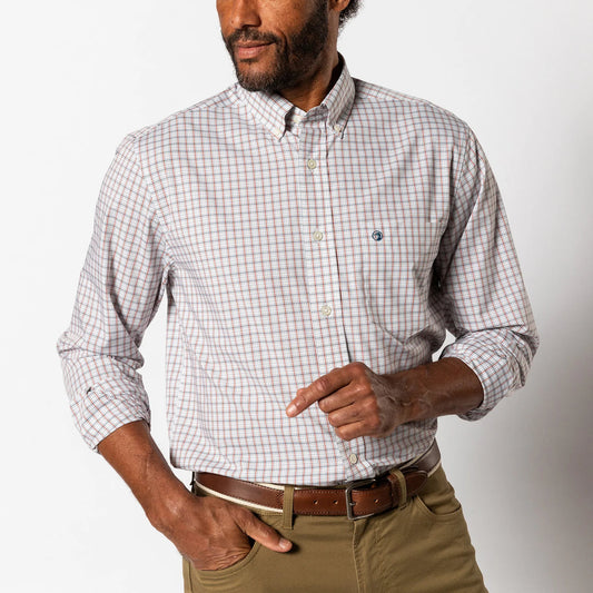 Edison Plaid Performance Poplin in Burnt Brick