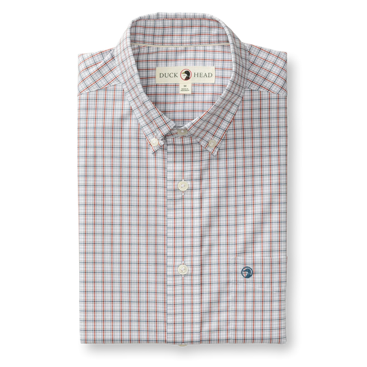 Edison Plaid Performance Poplin in Burnt Brick