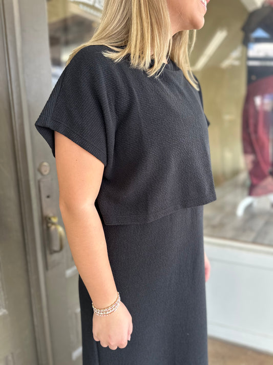 Cloud Knit Overlay Midi in Black