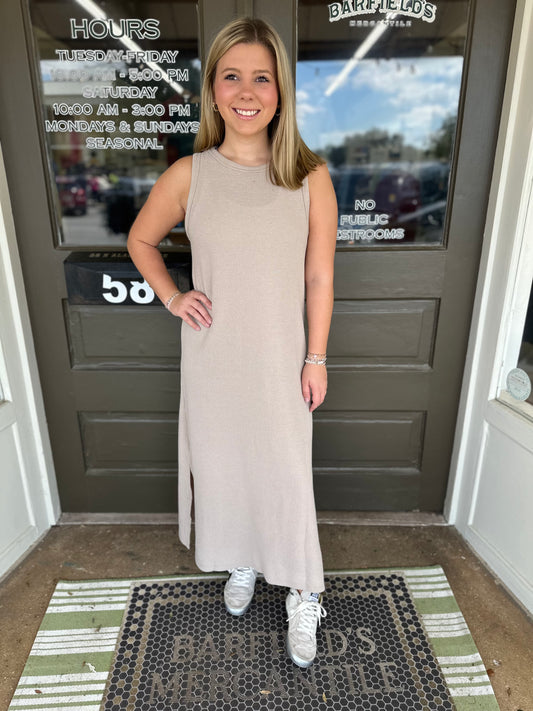 Cloud Knit Tank Midi in Taupe