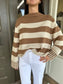The Sideline Sweater in Mocha Stripe