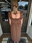 Polka Dot Ruffle Midi in Chocolate