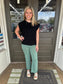 Casual Frayed Hem Pants in Olive