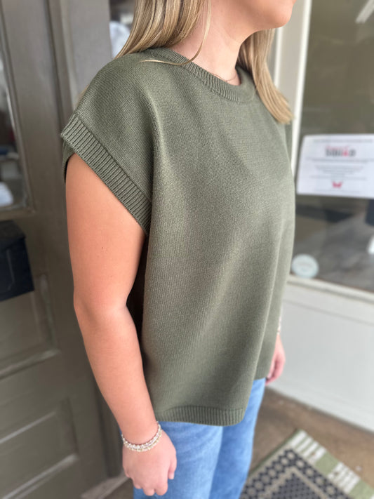 Rowan Sweater Vest in Light Olive