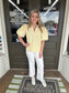 Casual Frayed Hem Pants in White