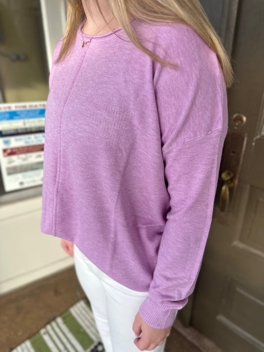 Collins Roll Neck Sweater in Mauve