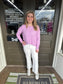Casual Frayed Hem Pants in White