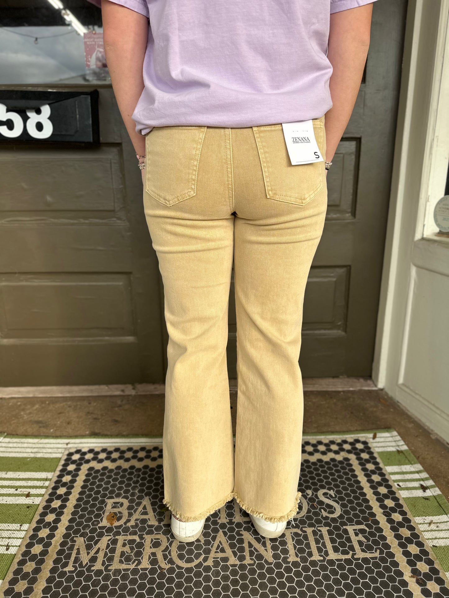 Casual Frayed Hem Pants in Mustard