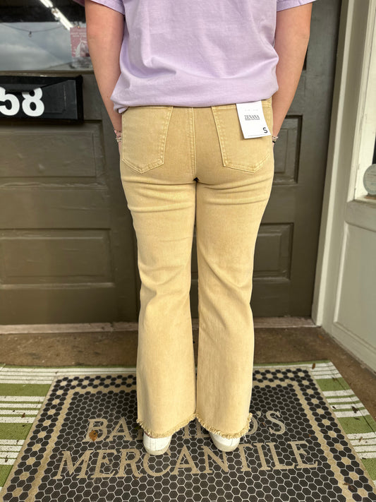 Casual Frayed Hem Pants in Mustard