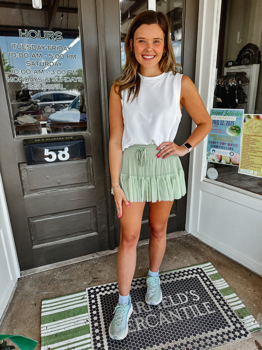 Popflex Pirouette Skort in Pistachio