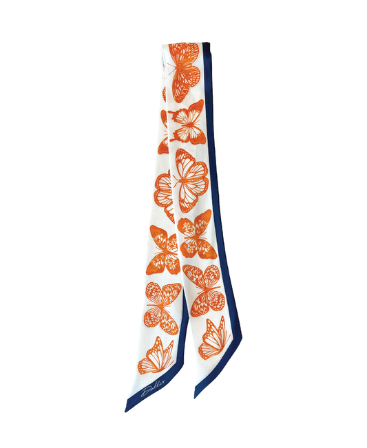 The Mariposa Twilly in Orange & Navy