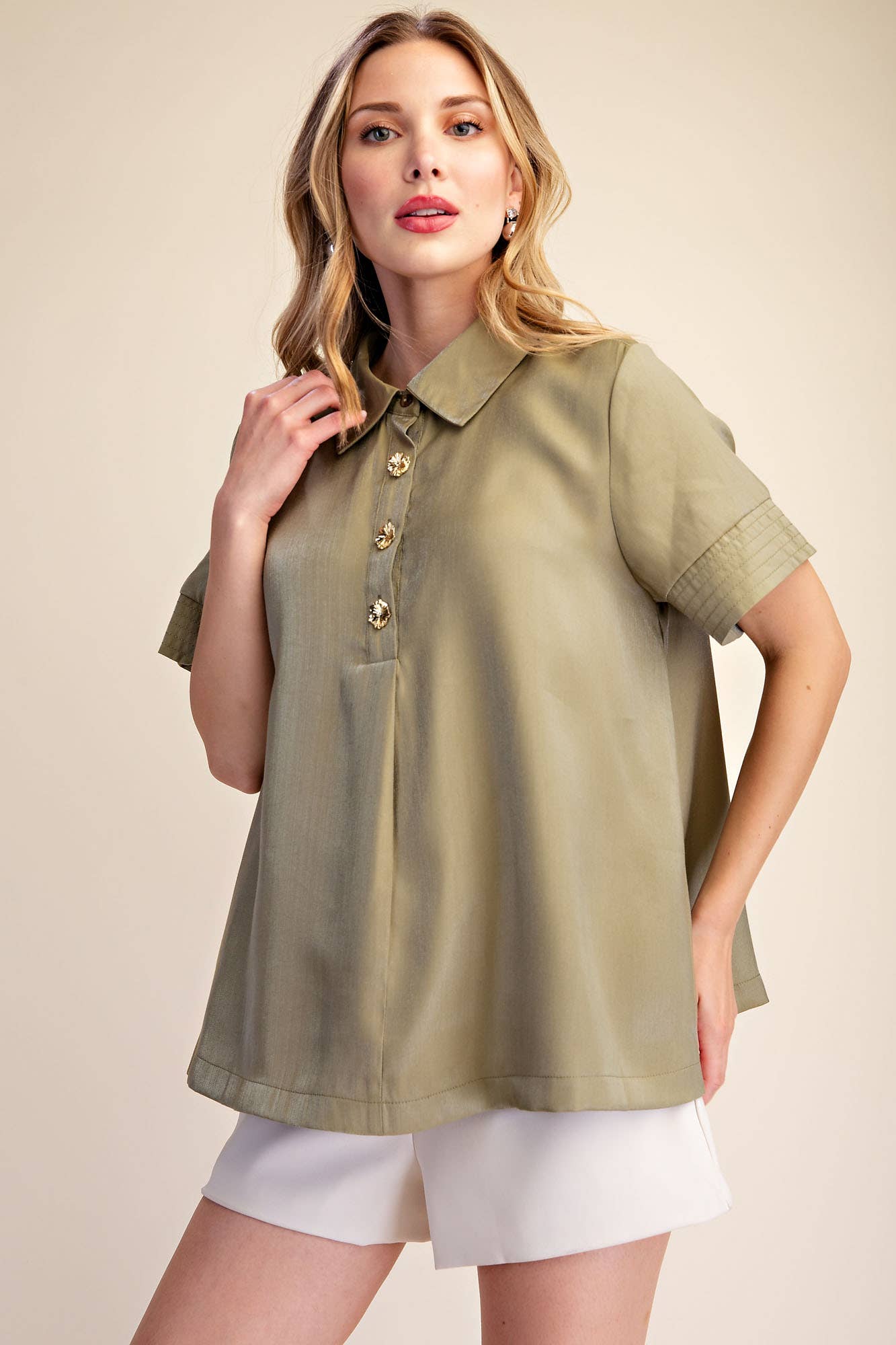 The Camille Top in Olive