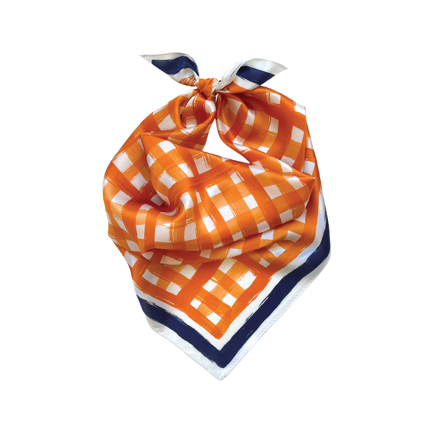 Tailgate Check Scarf in Orange & Navy