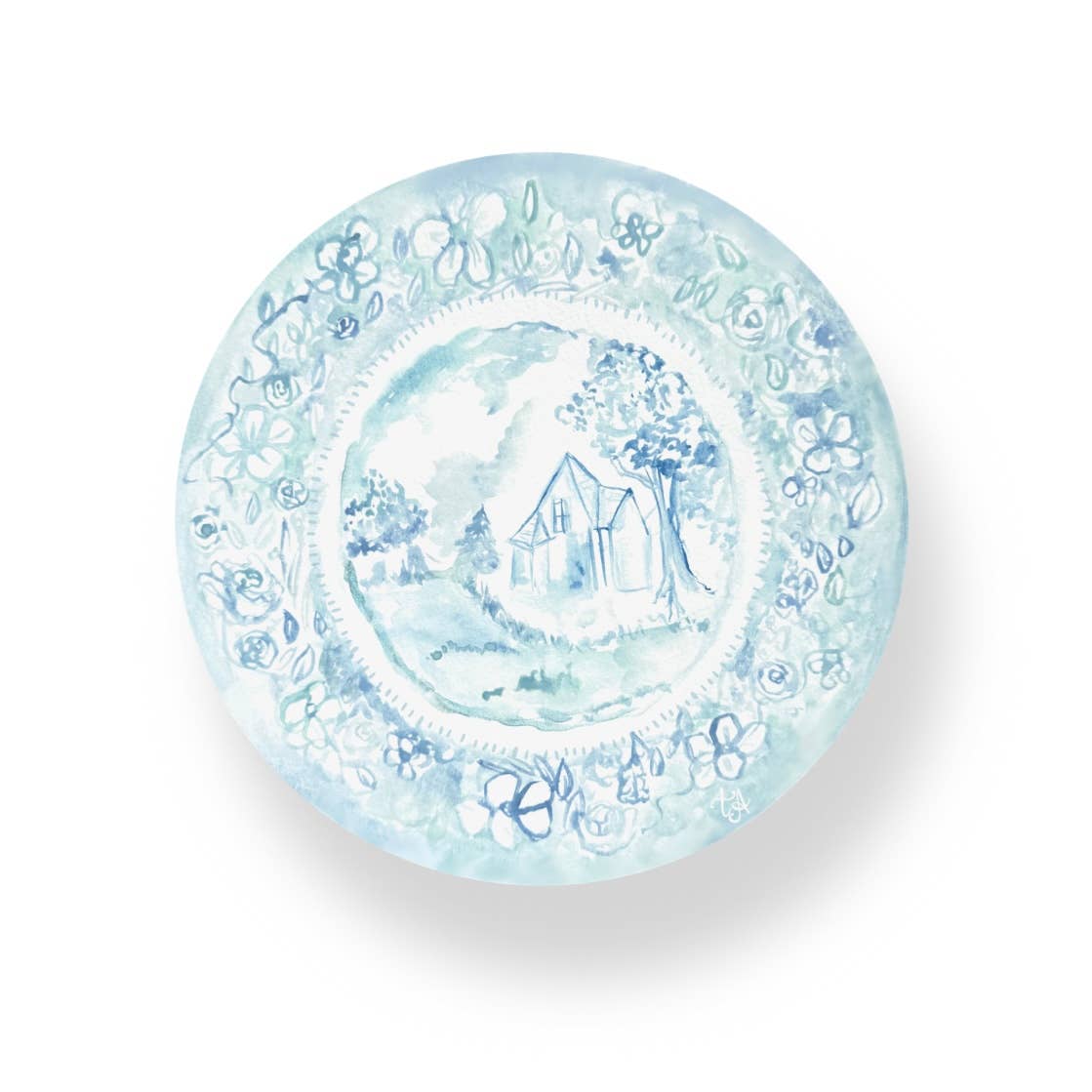 Acrylic Blue & White Antique Plate Coaster