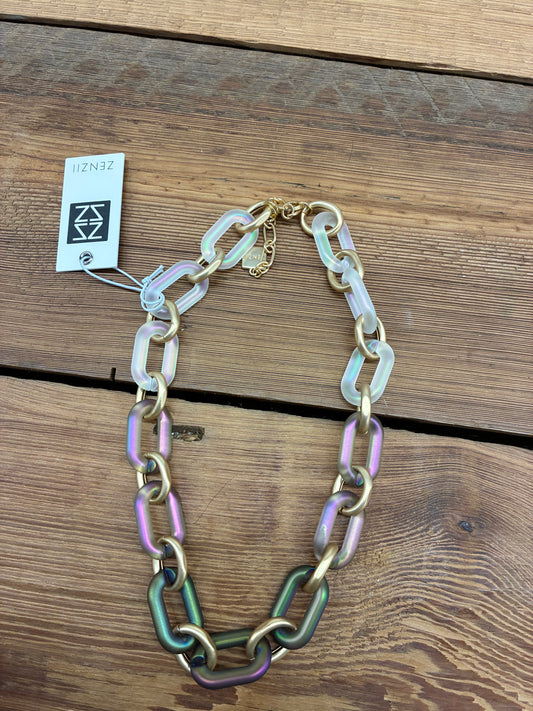 The Margot Link Necklace in Marbled Beige & Matte Gold