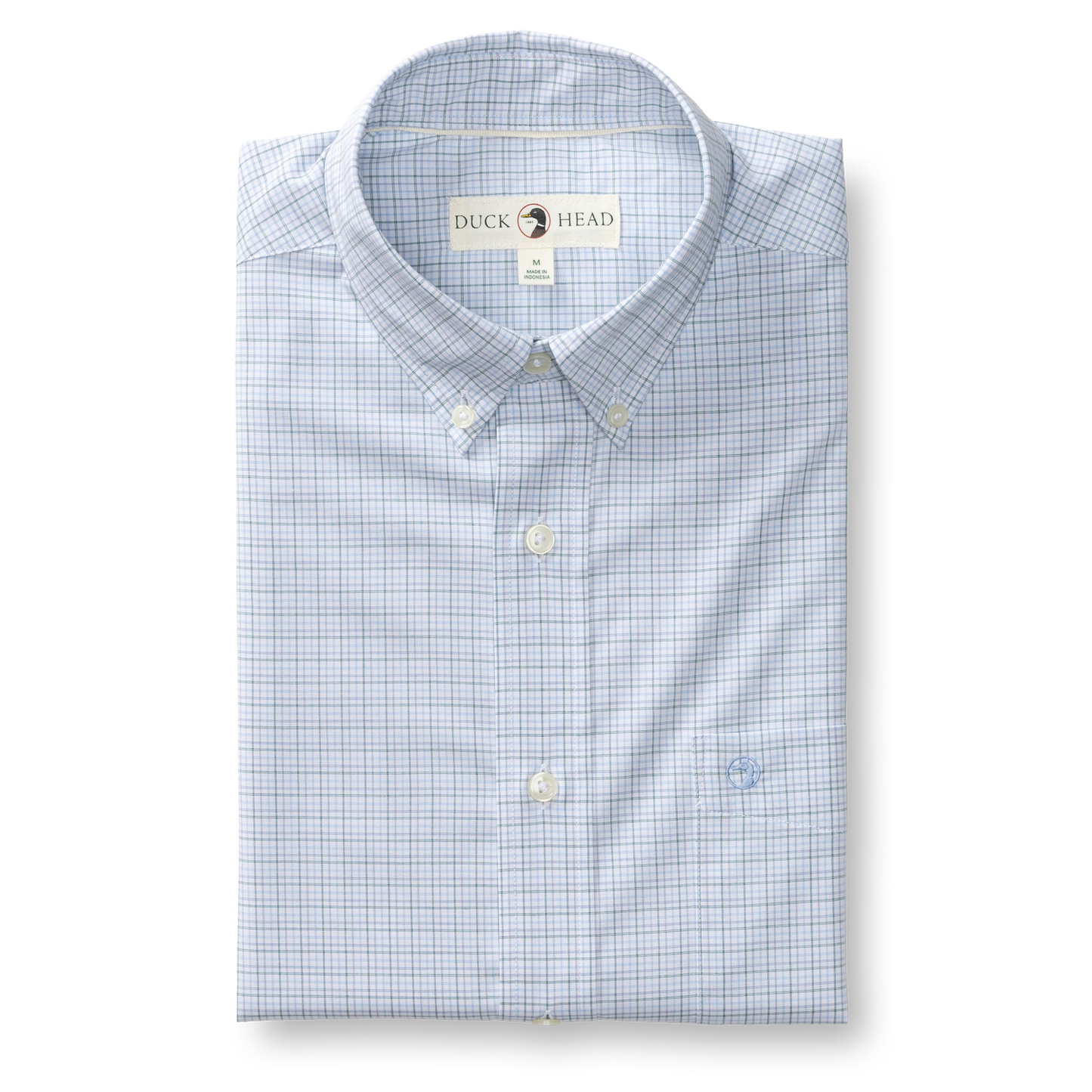 Duck Head Joiner Plaid Long Sleeve Performance Poplin Sport Shirt in Midnight Teal