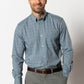 Fallon Plaid Performance Poplin Sport Shirt in Teal Blue