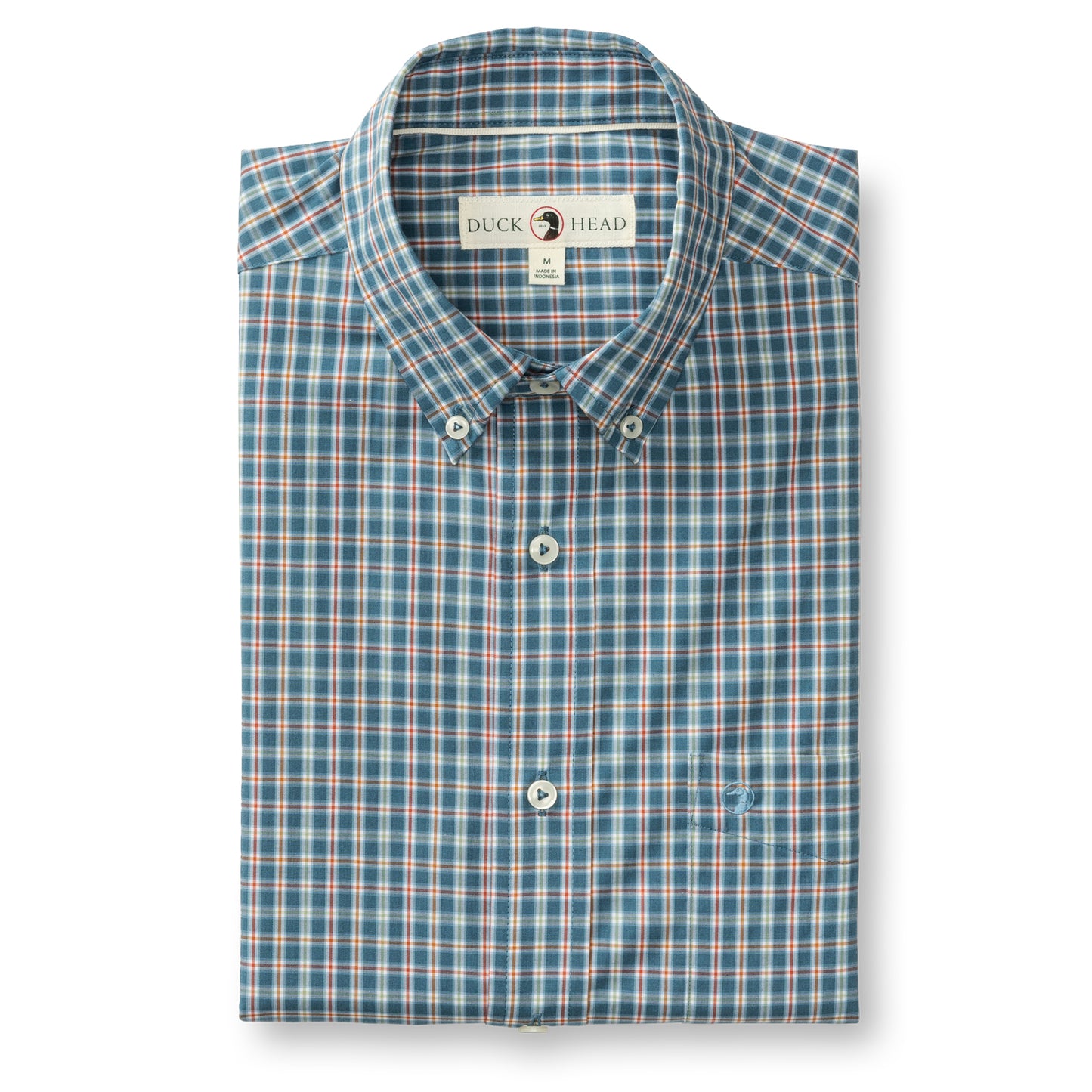 Fallon Plaid Performance Poplin Sport Shirt in Teal Blue