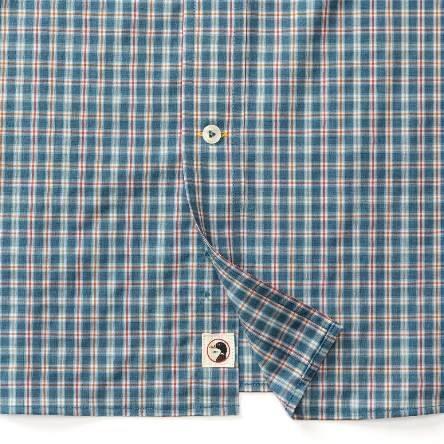 Fallon Plaid Performance Poplin Sport Shirt in Teal Blue