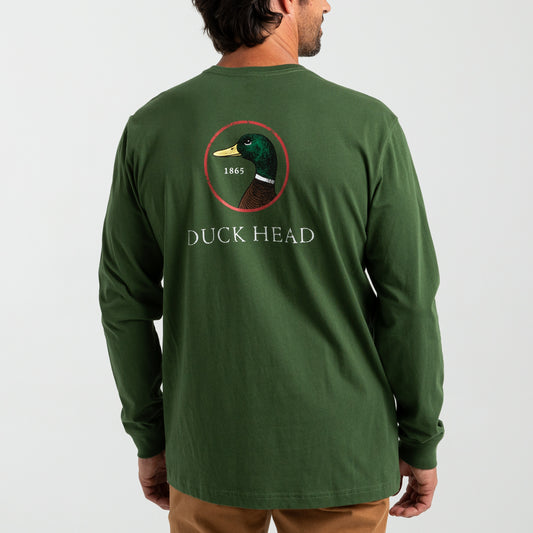 Duck Head Logo LS T-Shirt in Pine